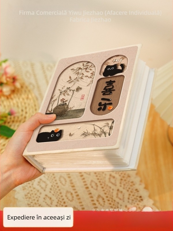 Album foto mic în stil chinezesc, album comemorativ de mare capacitate cu inserții, Polaroid de 5 inci, 6 inci, 7 inci, album de creștere a bebelușilor pentru familie de 3 inci