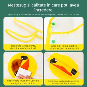Pelerina de ploaie pentru copii, cu boruri transparente, cu rață galbenă, poncho, cu corp întreg, alungită, pentru fete, impermeabile, cu dinozaur, set de cizme de ploaie