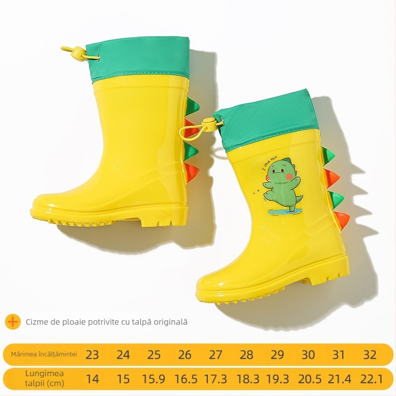 Pelerina de ploaie pentru copii, cu boruri transparente, cu rață galbenă, poncho, cu corp întreg, alungită, pentru fete, impermeabile, cu dinozaur, set de cizme de ploaie