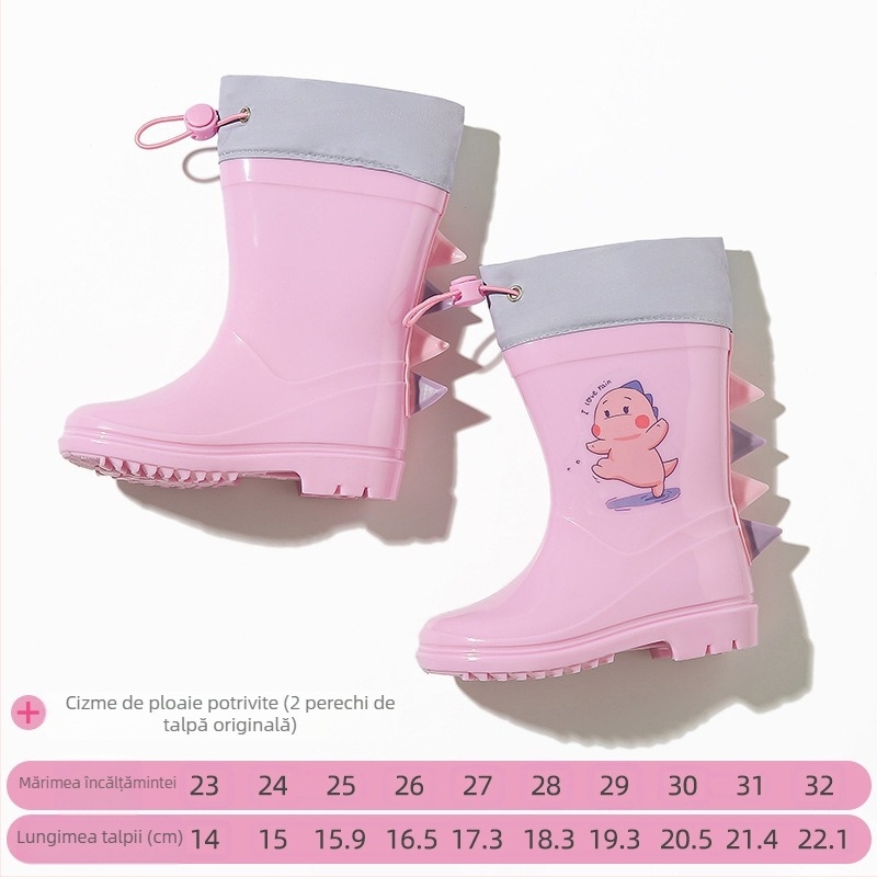 Pelerina de ploaie pentru copii, cu boruri transparente, cu rață galbenă, poncho, cu corp întreg, alungită, pentru fete, impermeabile, cu dinozaur, set de cizme de ploaie