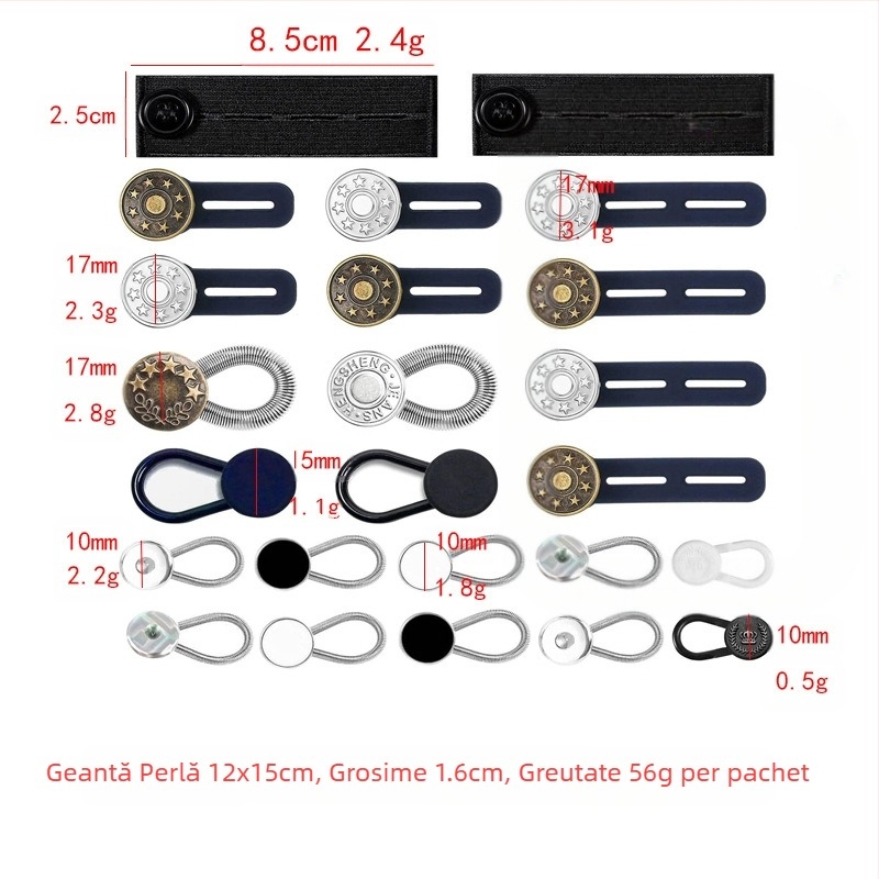 Nasturi rotunzi reglabili și detașabili pentru blugi pentru bărbați și femei, mărire a taliei pantalonilor, cataramă de extensie fără cusătură