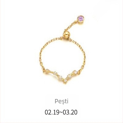 Inel din argint s925 pentru femei, stil coreean, la modă, inel elegant cu douăsprezece constelații, mărgele luminoase, inel pentru degetul arătător, J4963