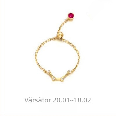 Inel din argint s925 pentru femei, stil coreean, la modă, inel elegant cu douăsprezece constelații, mărgele luminoase, inel pentru degetul arătător, J4963