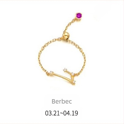 Inel din argint s925 pentru femei, stil coreean, la modă, inel elegant cu douăsprezece constelații, mărgele luminoase, inel pentru degetul arătător, J4963