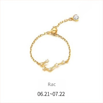 Inel din argint s925 pentru femei, stil coreean, la modă, inel elegant cu douăsprezece constelații, mărgele luminoase, inel pentru degetul arătător, J4963