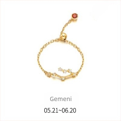 Inel din argint s925 pentru femei, stil coreean, la modă, inel elegant cu douăsprezece constelații, mărgele luminoase, inel pentru degetul arătător, J4963