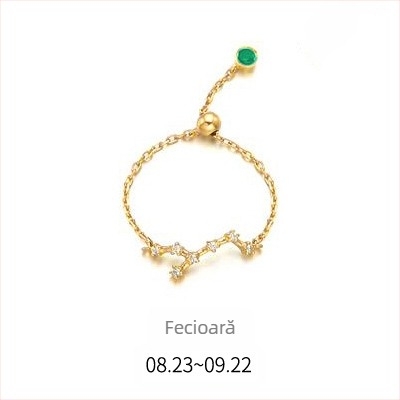 Inel din argint s925 pentru femei, stil coreean, la modă, inel elegant cu douăsprezece constelații, mărgele luminoase, inel pentru degetul arătător, J4963