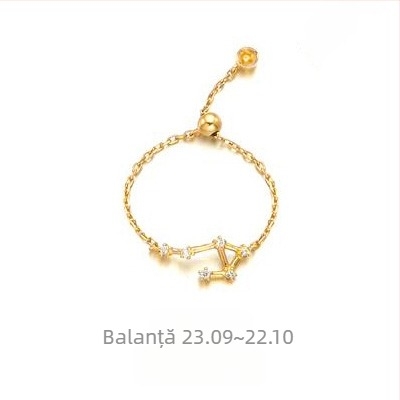 Inel din argint s925 pentru femei, stil coreean, la modă, inel elegant cu douăsprezece constelații, mărgele luminoase, inel pentru degetul arătător, J4963