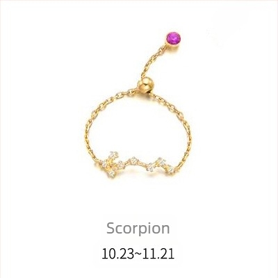 Inel din argint s925 pentru femei, stil coreean, la modă, inel elegant cu douăsprezece constelații, mărgele luminoase, inel pentru degetul arătător, J4963