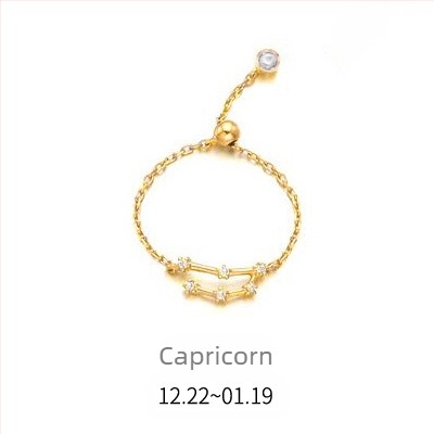 Inel din argint s925 pentru femei, stil coreean, la modă, inel elegant cu douăsprezece constelații, mărgele luminoase, inel pentru degetul arătător, J4963