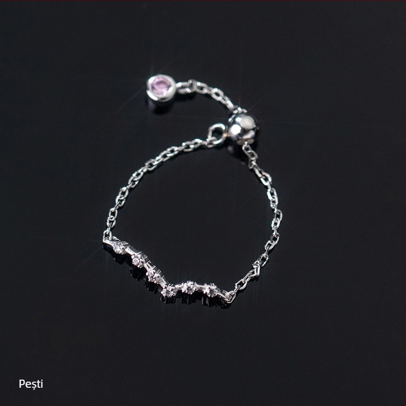 Inel din argint s925 pentru femei, stil coreean, la modă, inel elegant cu douăsprezece constelații, mărgele luminoase, inel pentru degetul arătător, J4963