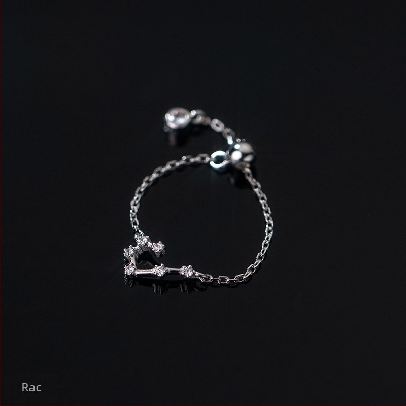 Inel din argint s925 pentru femei, stil coreean, la modă, inel elegant cu douăsprezece constelații, mărgele luminoase, inel pentru degetul arătător, J4963