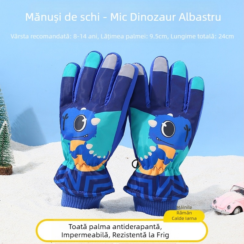 Mănuși de schi pentru copii, mănuși de ciclism pentru copii, calde, impermeabile, pentru băieți și fete, din catifea, îngroșate, pentru studenți