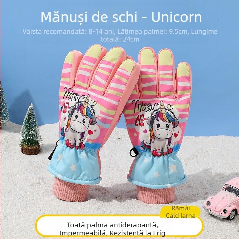 Mănuși de schi pentru copii, mănuși de ciclism pentru copii, calde, impermeabile, pentru băieți și fete, din catifea, îngroșate, pentru studenți