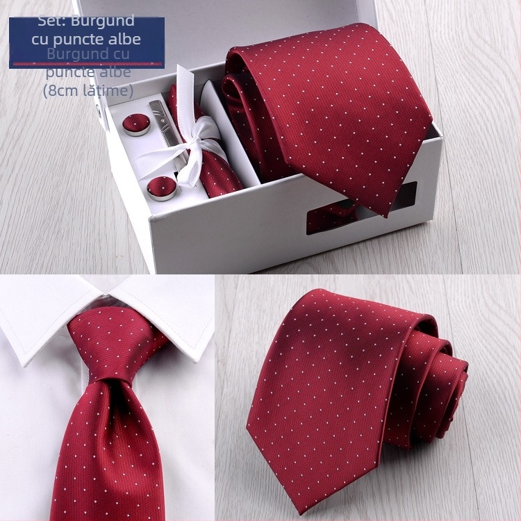 Costum bărbătesc transfrontalier din fabrică, format din șase piese, negru, 8 cm, cu dungi, cravată manuală, mire, cutie cadou de nuntă