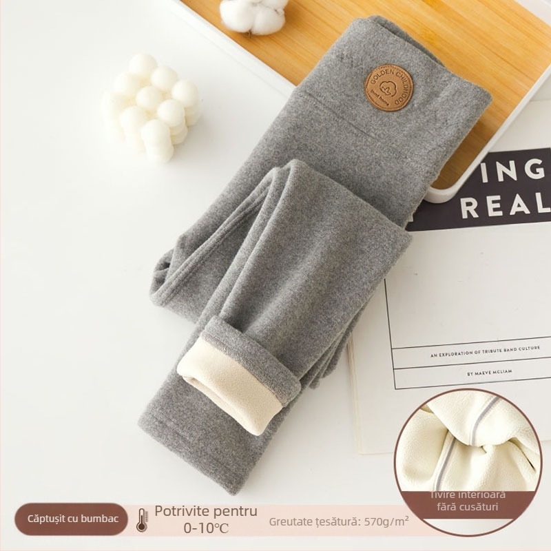 Colanți pentru fete, căptușiți cu fleece, îngroșați, albi, de toamnă și de iarnă, purtând o singură bucată de catifea caldă, negri, de iarnă, pantaloni calzi pentru copii