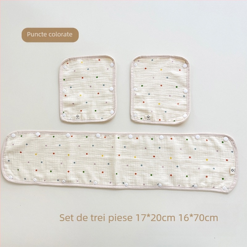 Prosop de salivă pentru cărucior pentru bebeluși, mănuși pentru cărucior din trei piese, curea de tifon din bumbac, prosop de salivă, pernă de umăr anti-mușcături pentru cărucior
