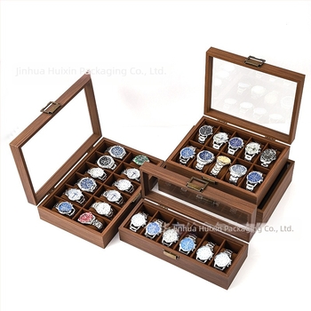 Cutie de depozitare din lemn pentru ceasuri, en-gros, cutie multifuncțională pentru colecția de ceasuri, bijuterii și ochelari, din lemn de nuc negru