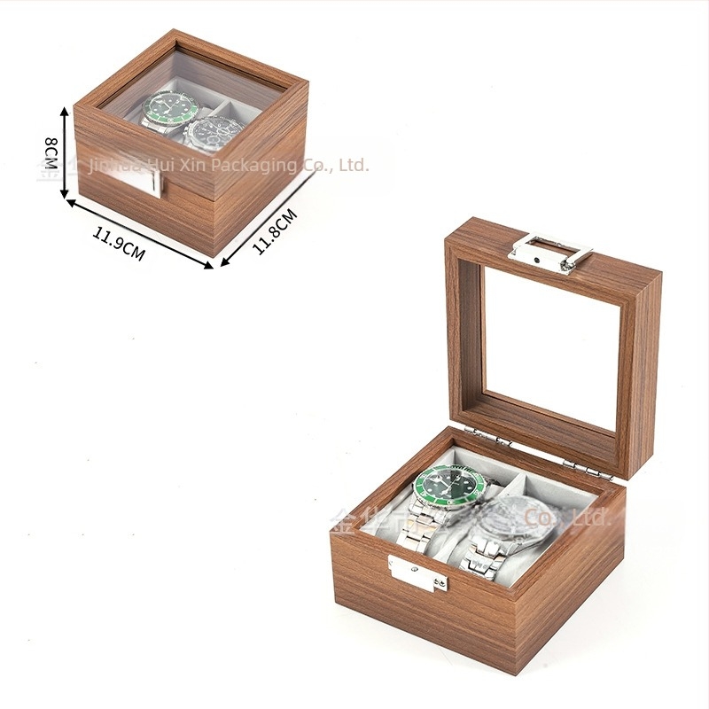 Cutie de depozitare din lemn pentru ceasuri, en-gros, cutie multifuncțională pentru colecția de ceasuri, bijuterii și ochelari, din lemn de nuc negru