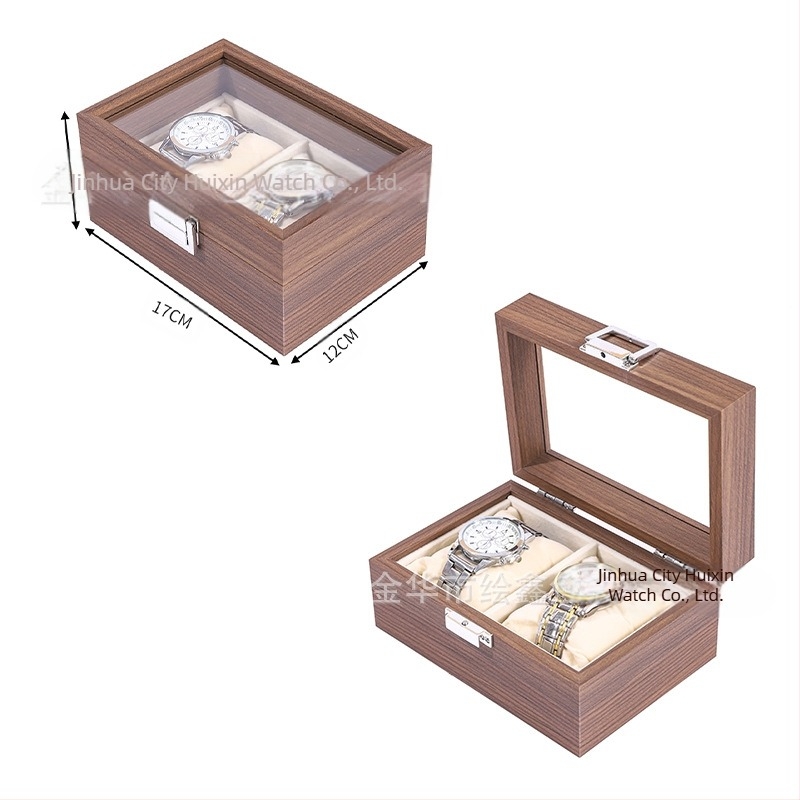 Cutie de depozitare din lemn pentru ceasuri, en-gros, cutie multifuncțională pentru colecția de ceasuri, bijuterii și ochelari, din lemn de nuc negru