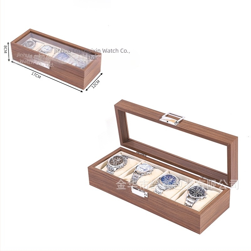 Cutie de depozitare din lemn pentru ceasuri, en-gros, cutie multifuncțională pentru colecția de ceasuri, bijuterii și ochelari, din lemn de nuc negru