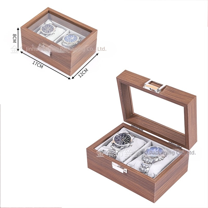 Cutie de depozitare din lemn pentru ceasuri, en-gros, cutie multifuncțională pentru colecția de ceasuri, bijuterii și ochelari, din lemn de nuc negru