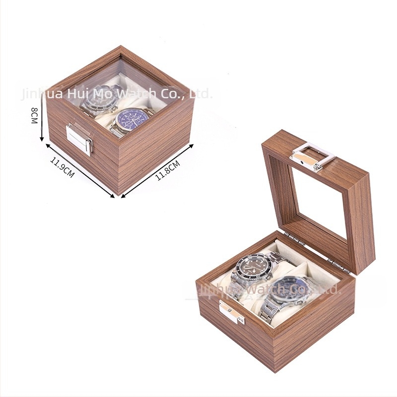Cutie de depozitare din lemn pentru ceasuri, en-gros, cutie multifuncțională pentru colecția de ceasuri, bijuterii și ochelari, din lemn de nuc negru