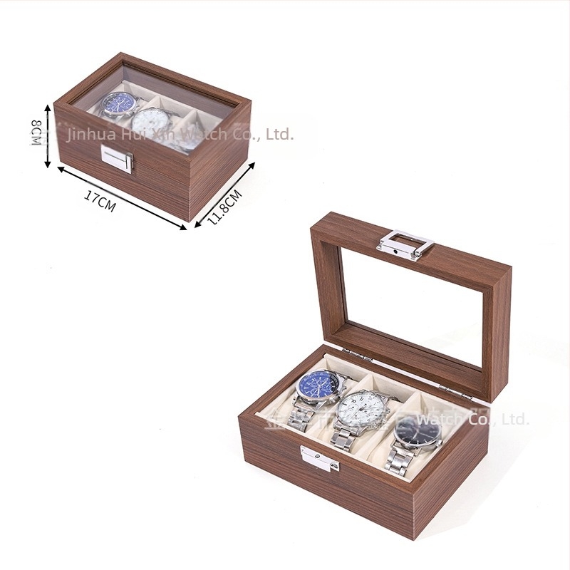 Cutie de depozitare din lemn pentru ceasuri, en-gros, cutie multifuncțională pentru colecția de ceasuri, bijuterii și ochelari, din lemn de nuc negru