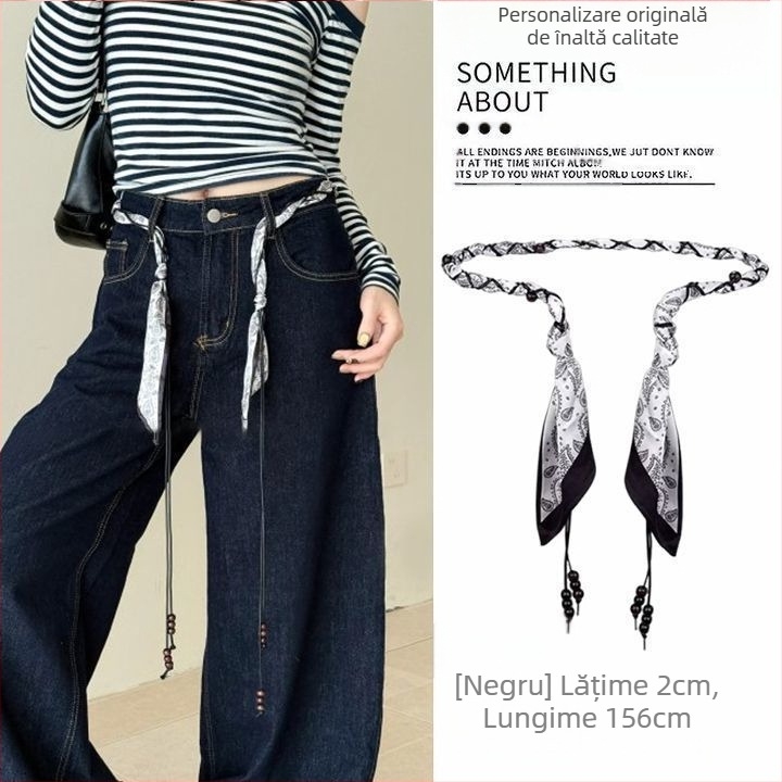 Curea maro în stil etnic medieval boem pentru femei, fustă împletită, lanț de talie, accesorii metalice Y2K pentru talie