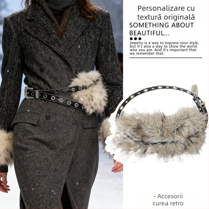 Curea maro în stil etnic medieval boem pentru femei, fustă împletită, lanț de talie, accesorii metalice Y2K pentru talie