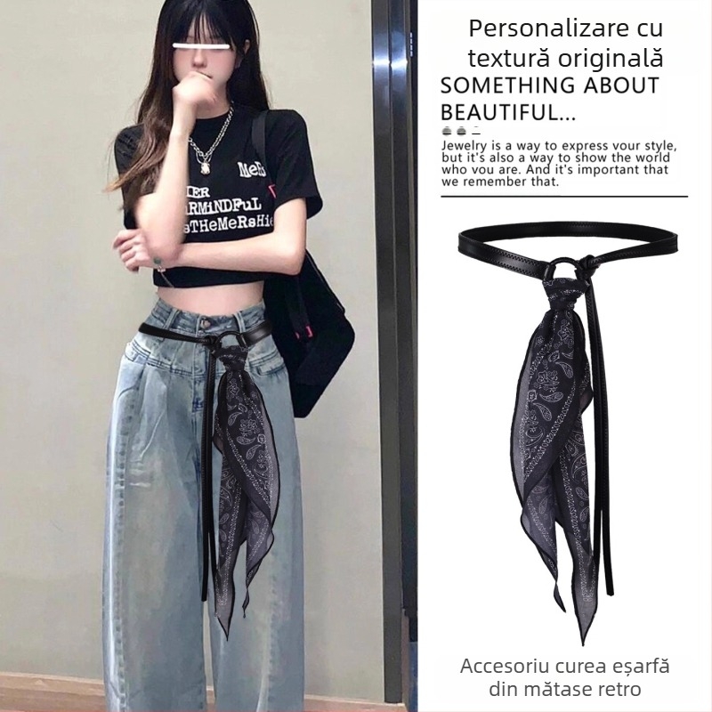 Curea maro în stil etnic medieval boem pentru femei, fustă împletită, lanț de talie, accesorii metalice Y2K pentru talie