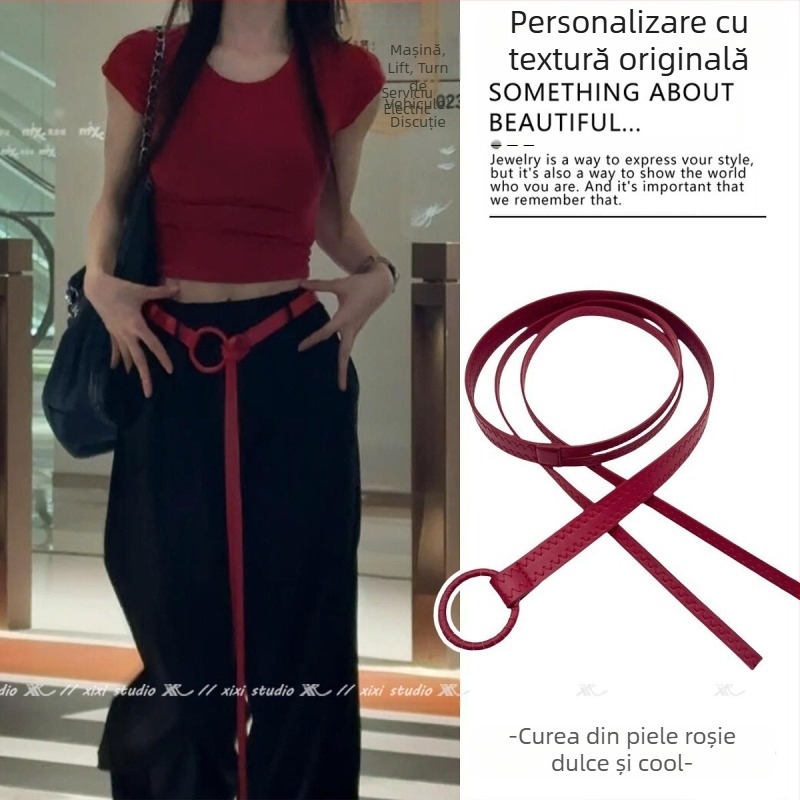 Curea maro în stil etnic medieval boem pentru femei, fustă împletită, lanț de talie, accesorii metalice Y2K pentru talie