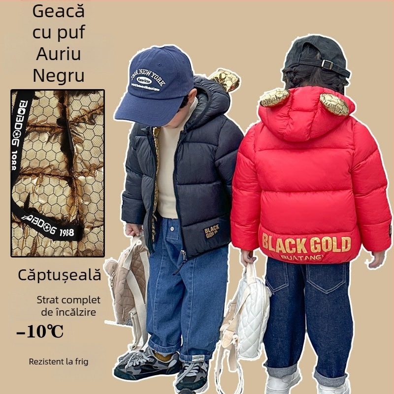 Jachete din puf pentru copii, extrasezon 2025, pentru băieți și fete, jachete de iarnă cu căptușeală din bumbac pentru copii de mărime mică și mijlocie, jachete călduroase și îngroșate cu căptușeală din bumbac