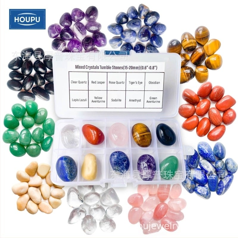 Set cutie cadou cu piatră naturală din cristal, piatră brută lustruită, specimen mineral, piatră prețioasă, cadou, ornament de cristal