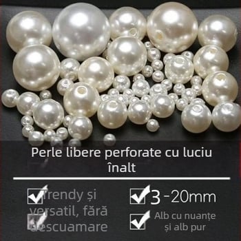 Mărgele rotunde cu două găuri de 4-20 mm, realizate manual, din orez alb pur, cu mărgele albe, accesorii pentru bijuterii, perle imitație ABS, mărgele vrac