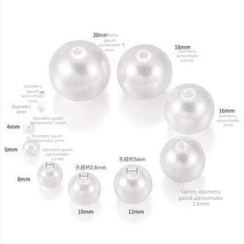 Mărgele rotunde cu două găuri de 4-20 mm, realizate manual, din orez alb pur, cu mărgele albe, accesorii pentru bijuterii, perle imitație ABS, mărgele vrac