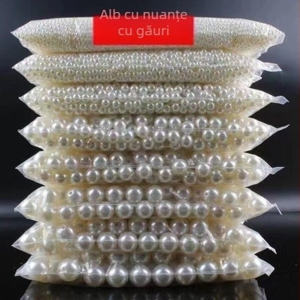 Mărgele rotunde cu două găuri de 4-20 mm, realizate manual, din orez alb pur, cu mărgele albe, accesorii pentru bijuterii, perle imitație ABS, mărgele vrac