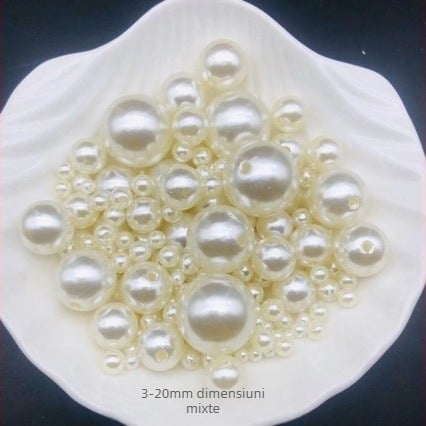 Mărgele rotunde cu două găuri de 4-20 mm, realizate manual, din orez alb pur, cu mărgele albe, accesorii pentru bijuterii, perle imitație ABS, mărgele vrac