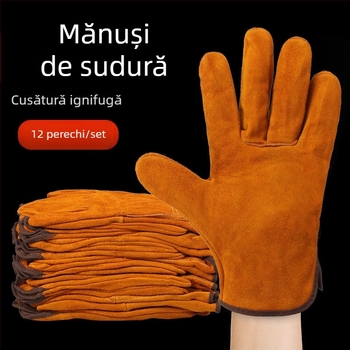 Mănuși de sudură speciale cu două straturi de argon pentru sudură cu arc, protecție a muncii, mănuși durabile din piele de vacă cu două straturi