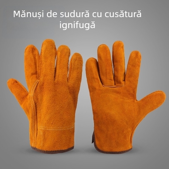 Mănuși de sudură speciale cu două straturi de argon pentru sudură cu arc, protecție a muncii, mănuși durabile din piele de vacă cu două straturi