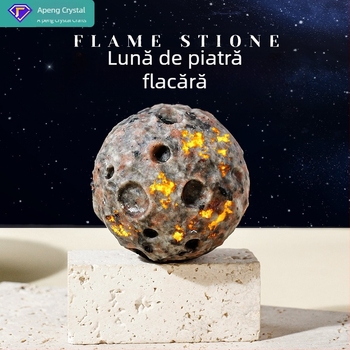 Ornamente de lună cu flacără de cristal natural, model de lună cu flacără, sculptură în piatră brută, piese, decorațiuni interioare și birou
