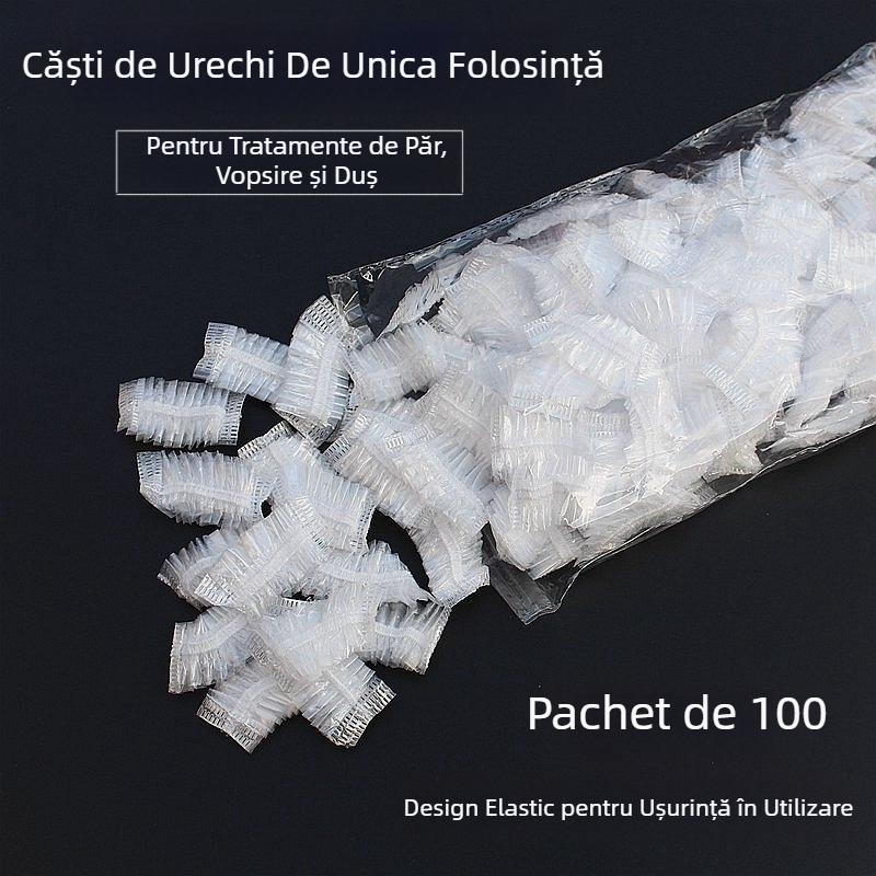 Căști de unică folosință din plastic, impermeabile, pentru tratamentul părului, căști de baie, pentru orificiul urechii, salon de coafură, pachet de 100, taxe poștale