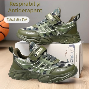 Pantofi sport antiderapanți cu talpă moale pentru copii, din plasă respirabilă, mărime medie și mare, producător en-gros, 2025, primăvară și vară