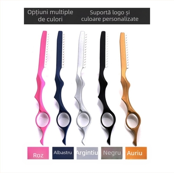 Cuțit de tuns profesional din oțel, cuțit de subțiere pentru coafură, suport manual pentru răzuire, cuțit de subțiere pentru tuns, 5 culori