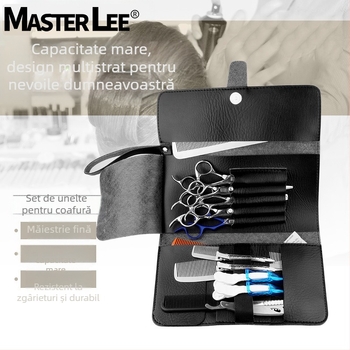 Geantă de talie pentru salon de înfrumusețare Maestri, geantă de tuns, geantă de machiaj pentru artist, geantă de talie pentru foarfece, kit din piele de vacă, en-gros