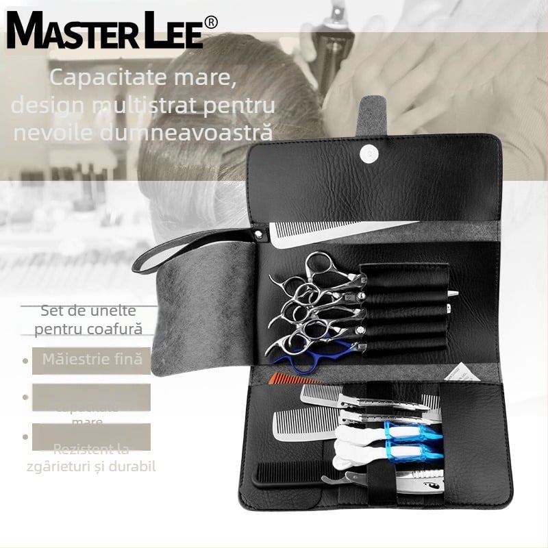 Geantă de talie pentru salon de înfrumusețare Maestri, geantă de tuns, geantă de machiaj pentru artist, geantă de talie pentru foarfece, kit din piele de vacă, en-gros