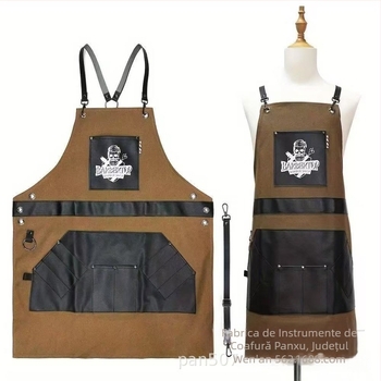 Șorț de coafură transfrontalier nou, cu cap uleiat vintage, din pânză, din pu