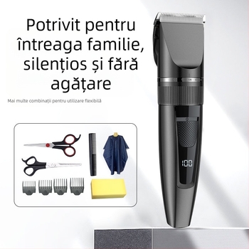 Mașină de tuns electrică de uz casnic transfrontalieră, cu afișaj digital LCD, aparat de ras pentru bărbați, mașini de tuns electrice reîncărcabile USB