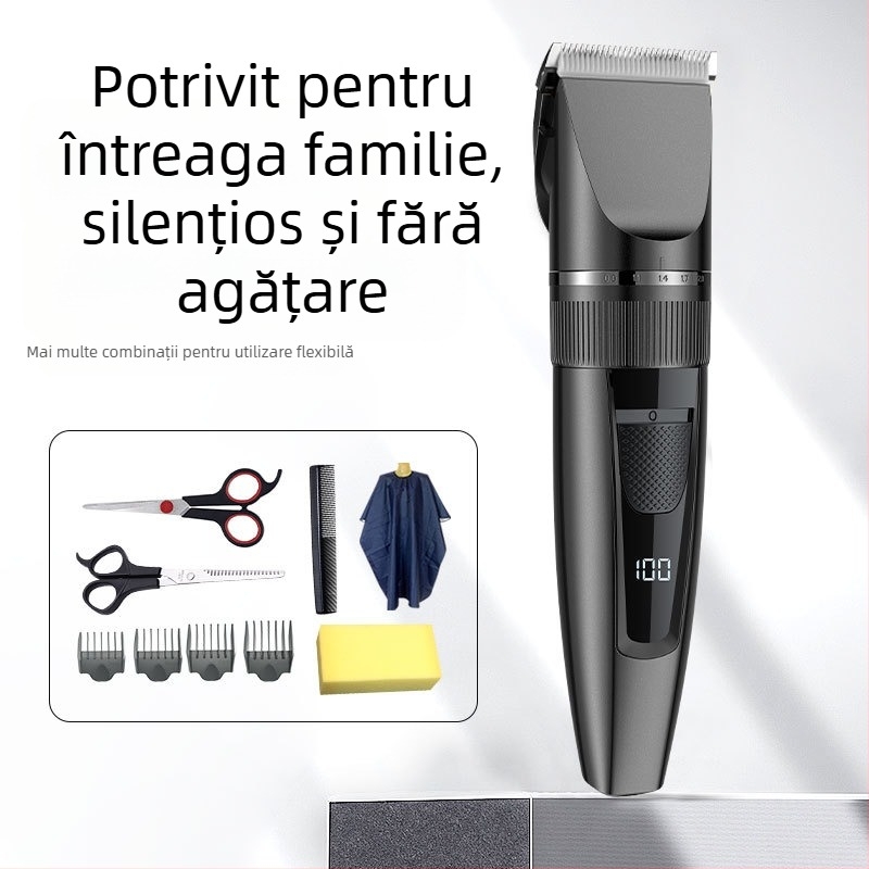 Mașină de tuns electrică de uz casnic transfrontalieră, cu afișaj digital LCD, aparat de ras pentru bărbați, mașini de tuns electrice reîncărcabile USB