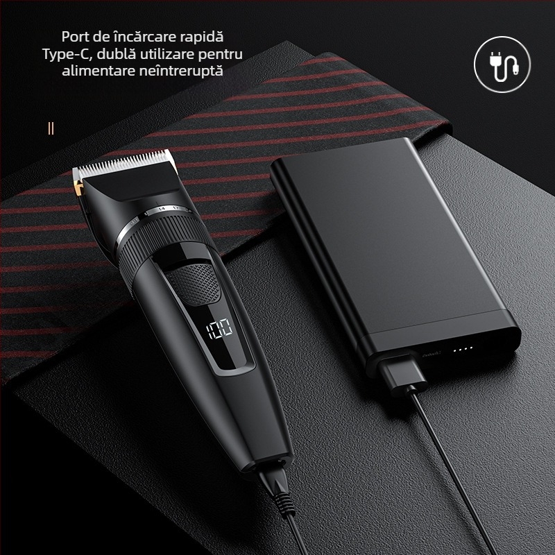 Mașină de tuns electrică de uz casnic transfrontalieră, cu afișaj digital LCD, aparat de ras pentru bărbați, mașini de tuns electrice reîncărcabile USB